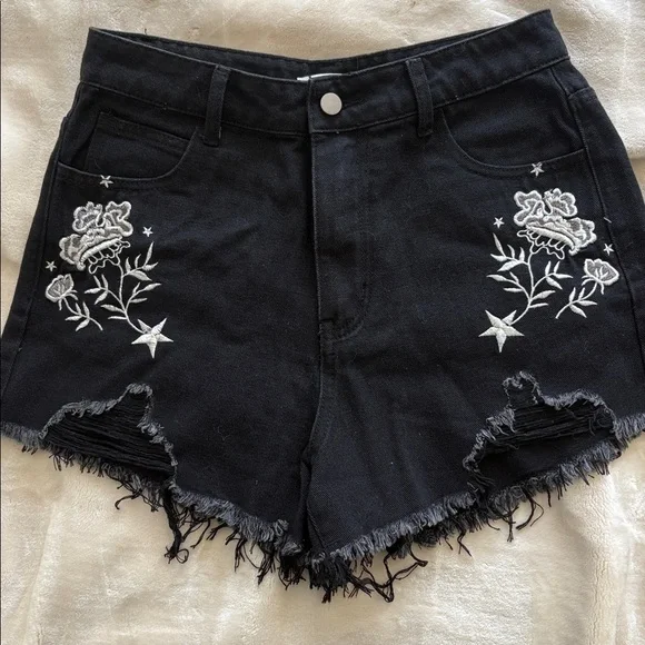 12th Tribe Black Denim Shorts - Picture 1 of 3